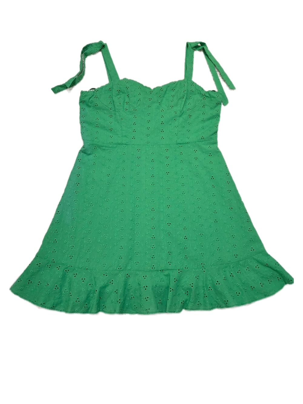 BCX Green Eyelet Cottagecore Dress Sweetheart Neckline Size XL